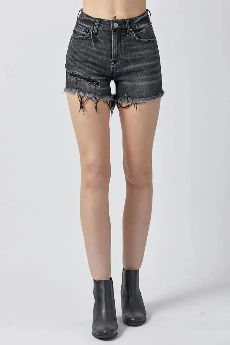 RISEN Raw Hem Denim Shorts with Pockets for Women - Love Salve